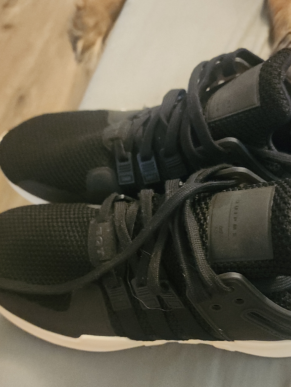 Adias Black Athletic Sneakers with White Sole